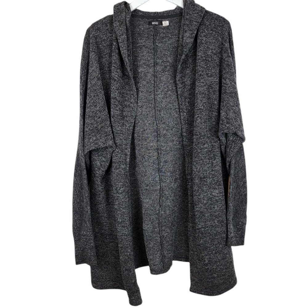 BDG Charcoal Grey Open Front Hooded Cardigan Sweater - Size L